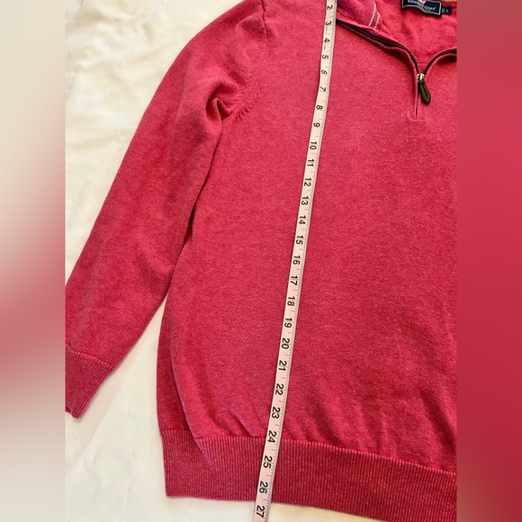 Vineyard Vines Merino Wool‎ 1/4 Zip Sweater Mens L Pink Pullover Preppy Coastal - Picture 8 of 10